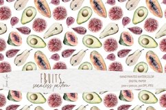 Watercolor summer fruits seamless pattern - 2 JPEG files Product Image 2