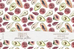 Watercolor summer fruits seamless pattern - 2 JPEG files Product Image 2