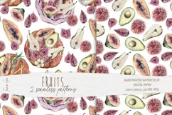 Watercolor summer fruits seamless pattern - 2 JPEG files Product Image 1
