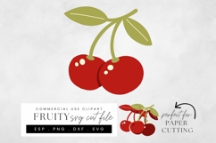 Cherry SVG Cut File, Layered Fruit Papercraft Design Product Image 1