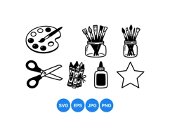 Digital Line Art Icons for Art Supplies Graphics Product Image 1