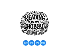 Hand Drawn Reading Is My Hobby SVG Design Art Product Image 1
