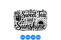 Hand Lettered Sweet Tea And Sunshine Svg Design Product Image 1