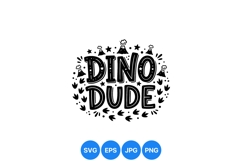 Hand Drawn Dino Dude Typography Clipart Design Product Image 1
