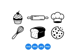 Hand Drawn Baking Tools Vector Clipart Graphics Product Image 1