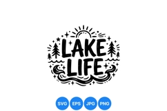 Hand Drawn Rustic Lake Life Nature Design Product Image 1