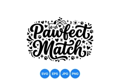 Hand Drawn Pawfect Match Dog SVG Clipart Design Product Image 1