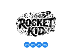 Hand Drawn Rocket Kid Space Typography Design Product Image 1