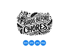 Hand Drawn Birds Before Chores SVG Design Product Image 1