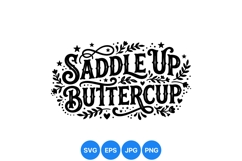Hand Drawn Western Saddle Up Typography Design Product Image 1