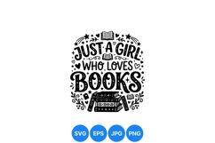 Inspirational Girl Loves Books SVG Cut Design Product Image 1