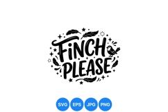 Hand Drawn Quirky Finch Bird Typography Graphic Product Image 1