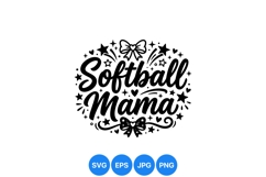 Softball Mama Hand Lettered SVG Clipart Design Product Image 1