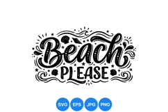 Hand Drawn Beach Please Summer Quote SVG Design Product Image 1