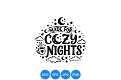 Hand Drawn Cozy Nights SVG Quote Design Product Image 1