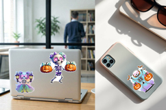 Funny Skeleton. Halloween Stickers design PNG Product Image 2