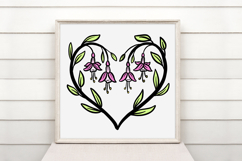 Fuchsia Floral Heart Wreath Flower Graphic Clipart PNG Product Image 2
