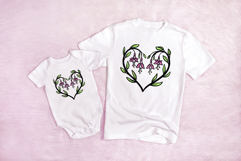 Fuchsia Floral Heart Wreath Flower Graphic Clipart PNG Product Image 3