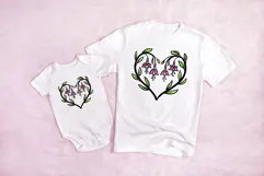 Fuchsia Floral Heart Wreath Flower Graphic Clipart PNG Product Image 3