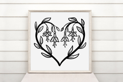 Fuchsia Floral Heart Wreath Flower Graphic Clipart PNG Product Image 2