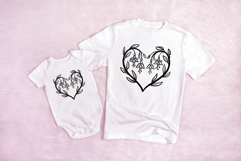 Fuchsia Floral Heart Wreath Flower Graphic Clipart PNG Product Image 3