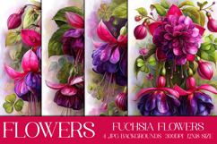 Floral Backgrounds, 12x18 Fuchsia Flower Backgrounds, s2 Product Image 1