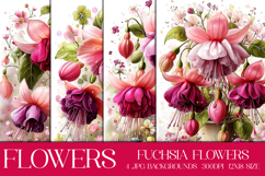 Floral Backgrounds, 12x18 Fuchsia Flower Backgrounds, s4 Product Image 1