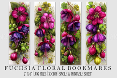 Fuchsia Bookmark, Floral Bookmark Printable, Pink Flower, s1 Product Image 1