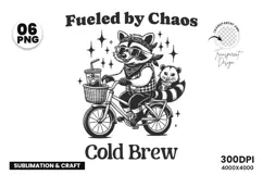 Raccoon Shirt SVG, Funny Animal SVG, Iced Coffee T-shirt, Fueled by Chaos SVG, Cold Brew SVG, Biker Raccoon Clipart, Coffee Lover SVG, Chaos Raccoon Design, Funny Raccoon Shirt, Animal Coffee SVG