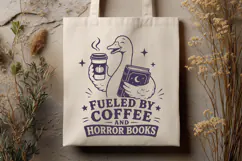 Fueled by Coffee and Horror Books SVG PNG, Funny Cozy Horror Product Image 3