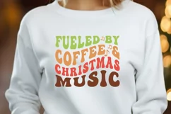Fueled By Coffee & Christmas Music Groovy SVG Xmas Design Product Image 3