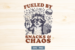 Fueled by Snacks and Chaos SVG PNG Funny Hyper Raccoon Print Product Image 1