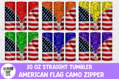 American Flag Color Camouflage Zipper Tumbler Wrap Bundle Product Image 1