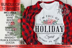 Full of Holiday Spirit Bundle PNG Vintage Vodka Wine Label Sublimation Design Christmas flowers greens candycane modern vintage colorful