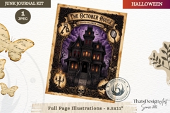 Gothic Haunted House Halloween Junk Journal collage page Product Image 1