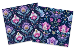 Folk Floral Ogee Digital Paper Pack Product Image 2