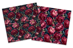 Dark Peony Floral Digital Paper Product Image 3