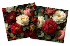 Pink &amp; Red Vintage Floral Digital Paper Product Image 3