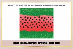 Watermelon Summer 20 oz Skinny Tumbler Sublimation Wrap Product Image 2