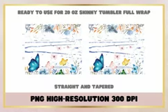 Butterfly Flowers Sublimation 20oz Skinny Tumbler Wrap Product Image 2