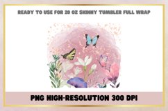 Watercolor Flowers 20 oz Skinny Tumbler Wrap Sublimation Product Image 2
