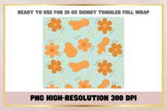 Orange Flowers Boho 20 oz Skinny Tumbler Sublimation Wrap Product Image 2