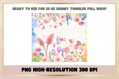 Watercolor Flowers 20 oz Skinny Tumbler Sublimation Product Image 2