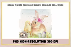 Watercolor Rabbit Eggs 20 oz Skinny Tumbler Wrap Sublimation Product Image 2