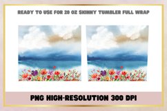 Watercolor Flowers 20 oz Skinny Tumbler Sublimation Wrap Product Image 2