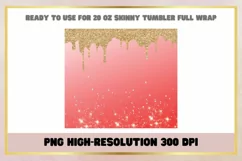 Red Ombre Glitter 20 oz Skinny Tumbler Sublimation Wrap Product Image 2