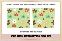 Green Groovy Flowers Retro 20 Oz Skinny Tumbler Sublimation Product Image 2