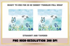 Butterfly Watercolor Sublimation 20oz Skinny Tumbler Wrap Product Image 2