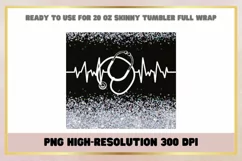 Glitter Black Nurse 20 oz Skinny Tumbler Wrap Sublimation Product Image 2