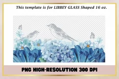Vintage Bird Blue Flowers 16 Oz Libbey Glass Can Wrap Product Image 2